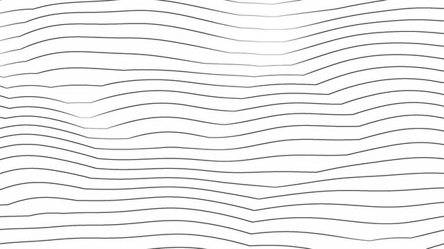 Abstract Wavy Black Lines on White Background Creates a Simple Horizontal Pattern Graphic Resource