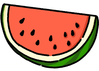 A juicy watermelon slice illustration ideal for summer-themed stickers, fruity decorations, and seasonal poster designs.