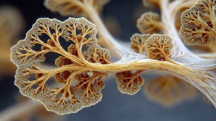 Intricate Beige and Gold Fractal Tree Structures