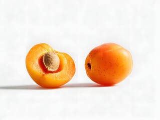 isolated apricot halves on white background