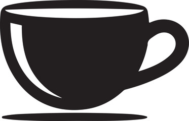 Minimalist Coffee Cup Silhouette Vector – Black Icon, Flat Design, No Outline