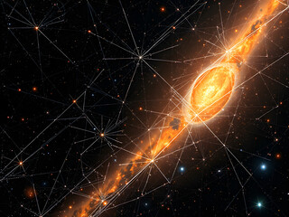 Cosmic web glowing with ancient light, galaxies spanning space-time, revealing the universe's vast interconnected structure