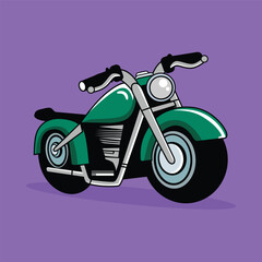 Green Vintage Custom Motorcycle Character Vector