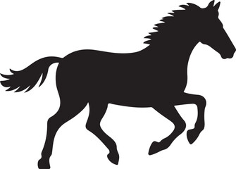 Galloping Horse Silhouette Vector – Black Minimalist Icon, Flat Design, No Outline