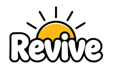 Revive logo design sunrise clouds yellow black