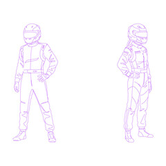 car racer lineart illustration