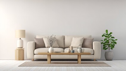 Modern living room design with white sofa and wooden table interior home decor ideas and inspiration