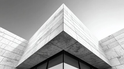 Modern Building Architecture Geometric Stone Facade in Black and White