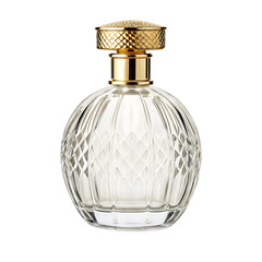 Elegant Crystal Perfume Bottle with Gold Accents