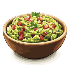 Bowl of guacamole guac vector isolated on a white background