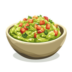 Bowl of guacamole guac vector isolated on a white background