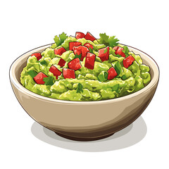 Bowl of guacamole guac vector isolated on a white background