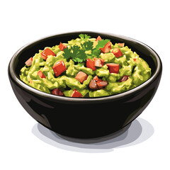 Bowl of guacamole guac vector isolated on a white background
