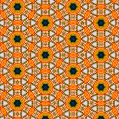 Seamless kaleidoscope floral pattern intricate orange and white floral design for fabric, wallpaper, and backgrounds