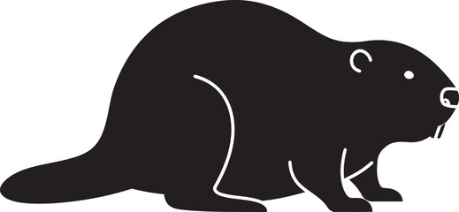 Obraz premium Beaver Animal black color Silhouette Vector