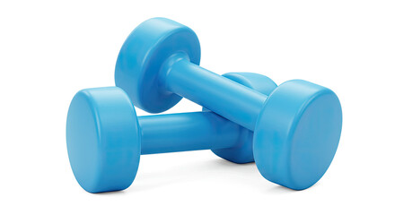 blue dumbbells isolated on white background. 3d illustration