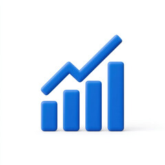 Blue bar chart with upward arrow representing growth and success in business or finance