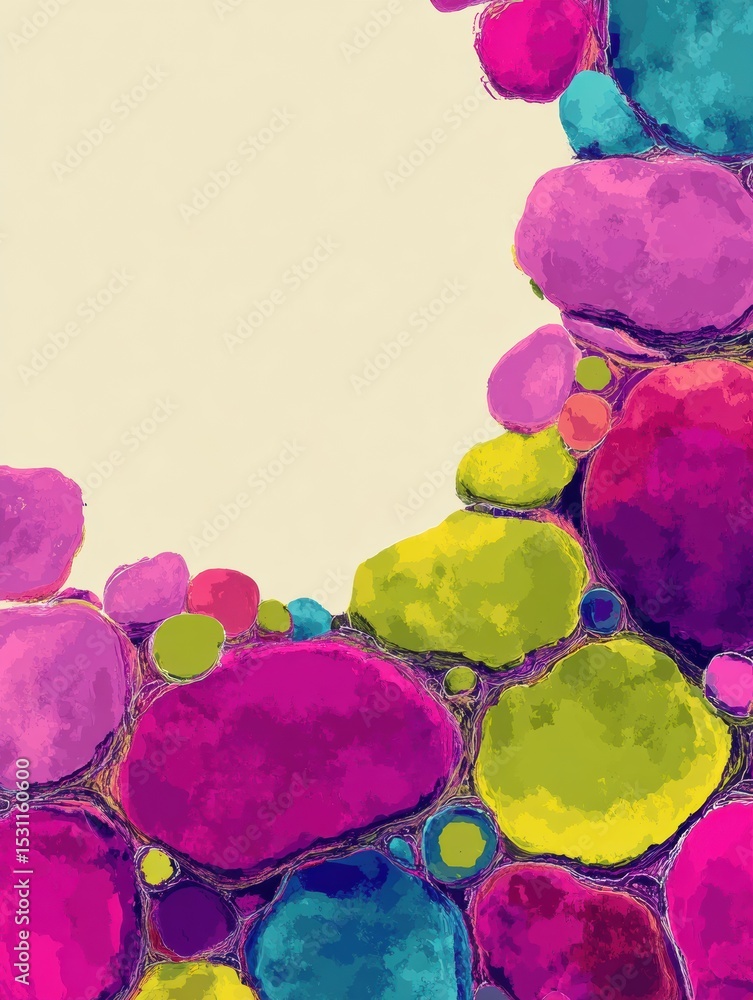 Poster brightly colored abstract stylized retina pattern showcases vibrant hues and shapes with clear top m