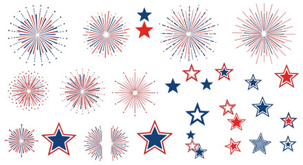 Patriotic Celebration Elements Stars and Fireworks Perfect for Holiday Design