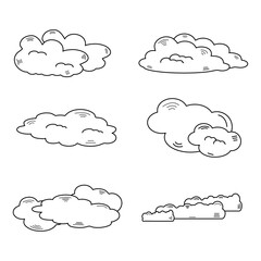 Cloud shapes liner flat vector set