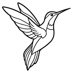 Abstract Hummingbird in Flight line art vector 