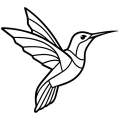Abstract Hummingbird in Flight line art vector 