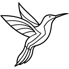 Abstract Hummingbird in Flight line art vector 