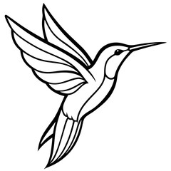Abstract Hummingbird in Flight line art vector 