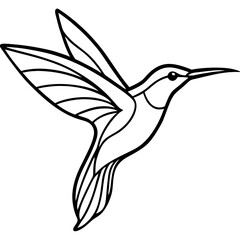 Abstract Hummingbird in Flight line art vector 
