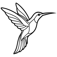 Abstract Hummingbird in Flight line art vector 