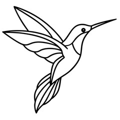 Abstract Hummingbird in Flight line art vector 