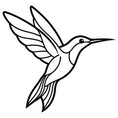 Abstract Hummingbird in Flight line art vector 