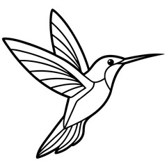 Abstract Hummingbird in Flight line art vector 
