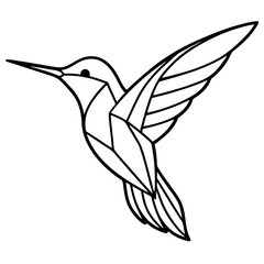 Abstract Hummingbird in Flight line art vector 