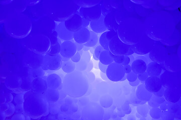 Blue background with flying balloons - clean design, 3d abstract realistic banner.