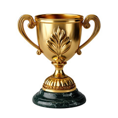 Elegant gold trophy cup isolated on transparent background