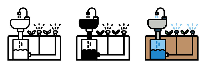 Greywater System is reusing gently used water from sinks or showers for irrigation or toilet flushing.