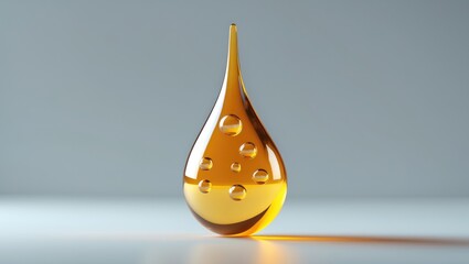 Fototapeta premium Cooking Oil, Honey drop with air bubbles isolated. Icon of drop of oil or honey.