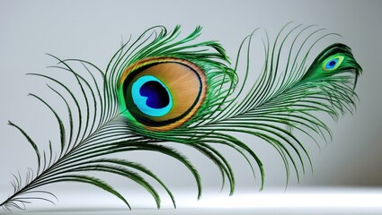 A vibrant and multicoloured feather of peacock.