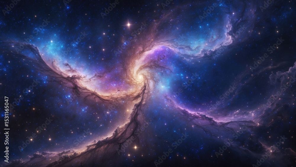 Wall mural a background featuring an abstract starry sky. a wide-angle view of the galaxy with far-off stars.
