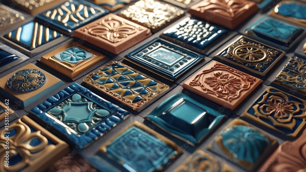 Poster colorful mosaic tiles texture and background with vibrant patterns and design.