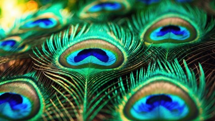 Fototapeta premium Vivid peacock feathers, Shallow Dof.