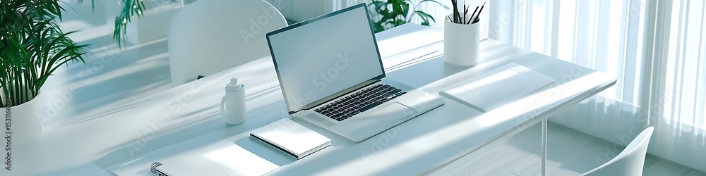 Aufkleber clean workspace with open space for bold business messaging
