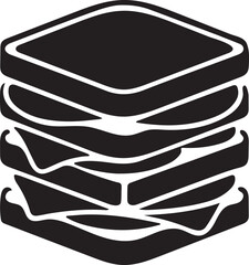 single sandwich silhouette, stack bread icon, flat food  vector 