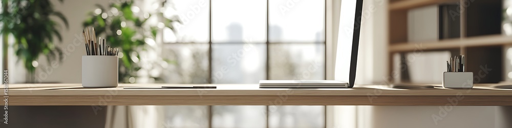 Poster clean workspace with open space for bold business messaging