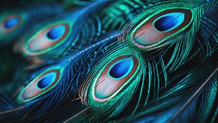 Obraz premium Elegant peacock feathers showcasing vibrant colors and intricate patterns