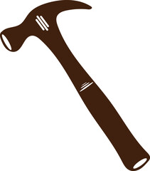 claw hammer tool vector, single hammer silhouette, construction hammer icon