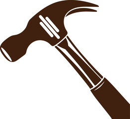 claw hammer tool vector, single hammer silhouette, construction hammer icon