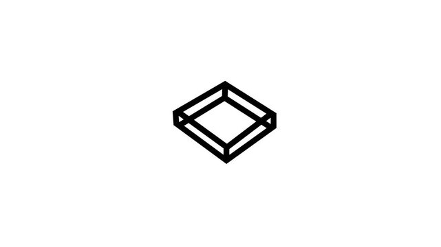 Rotating 3D Wireframe Geometric Shape on White Background &ndash; Loop Animation