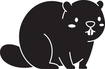 Fototapeta premium Beaver Animal black color Silhouette Vector